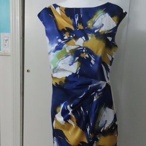 Suzi Chin for Maggy Boutique, Purple, Yellow, Sheath Dress, Size 8